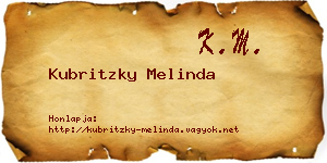 Kubritzky Melinda névjegykártya